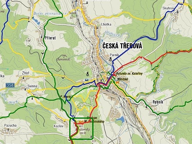 Kozlovský vrch - mapa